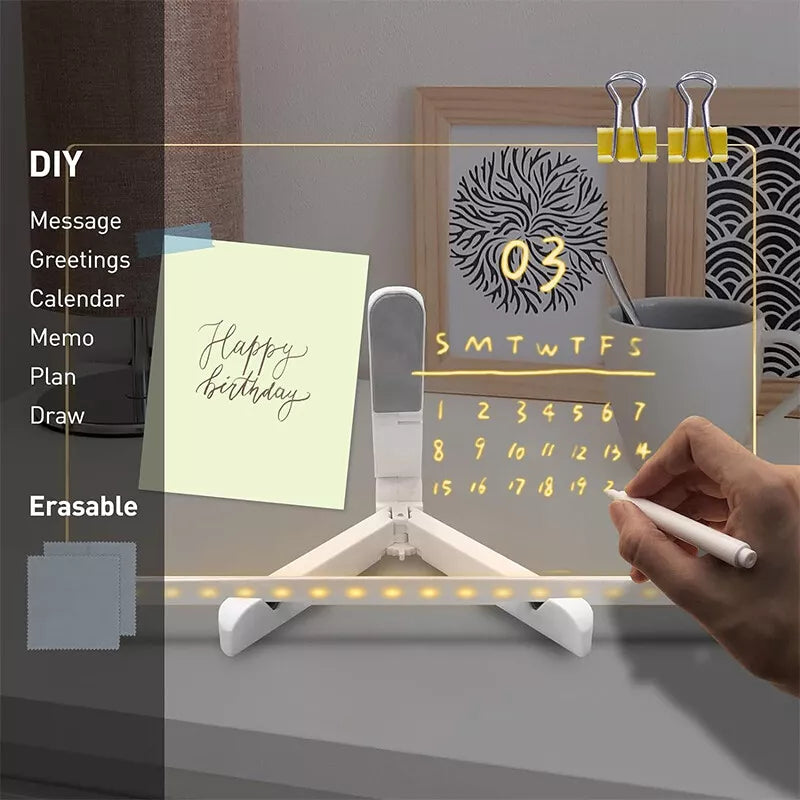 LED Note Board with Colors, Acrylic Dry Erase Board with 7 Pens for Home Office