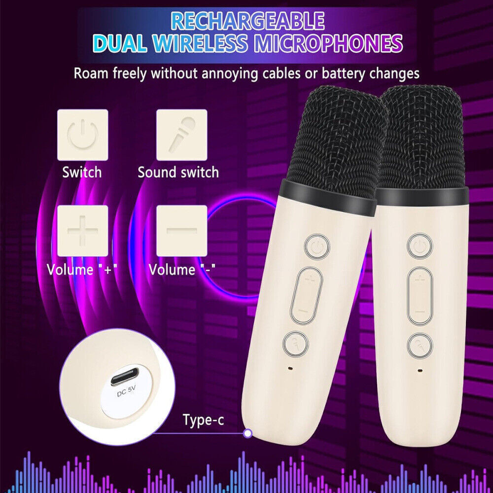 Mini Karaoke Machine Kids with 2 Microphone