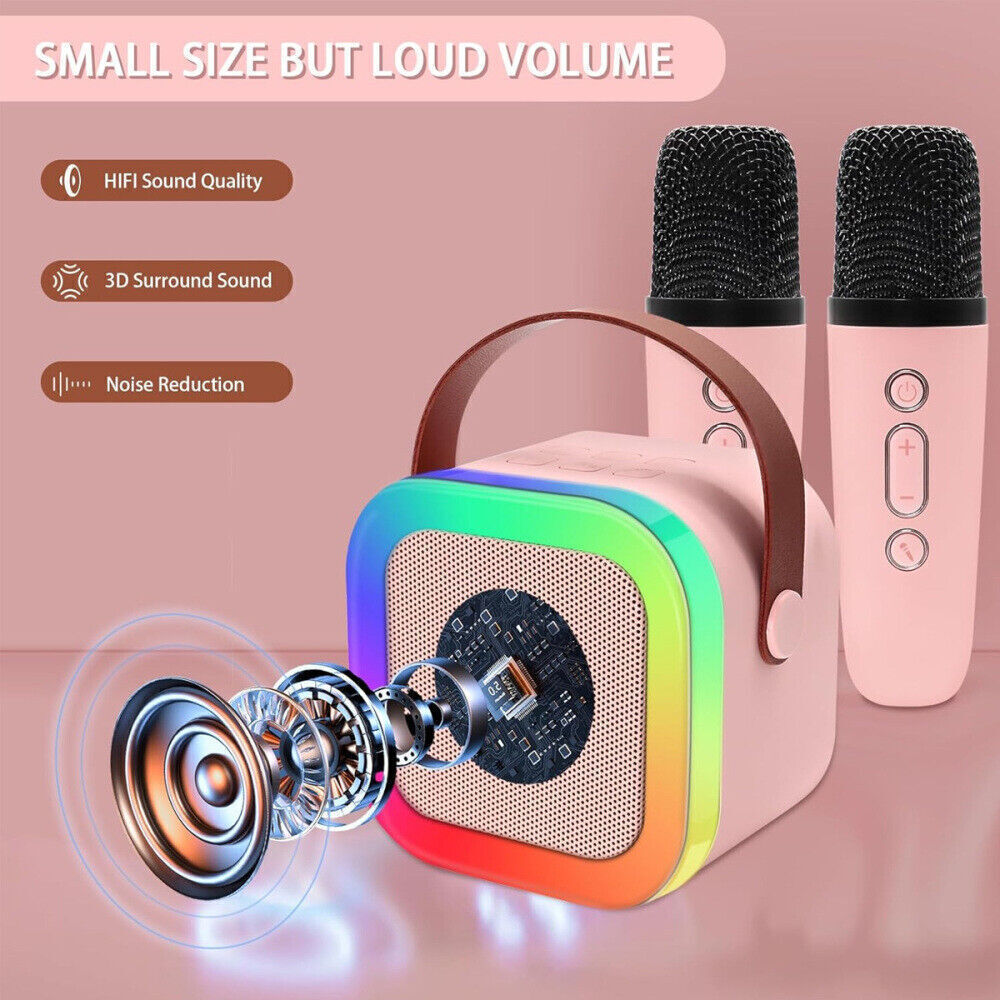 Mini Karaoke Machine Kids with 2 Microphone