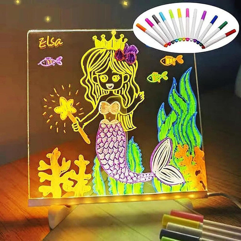 LED Note Board with Colors, Acrylic Dry Erase Board with 7 Pens for Home Office