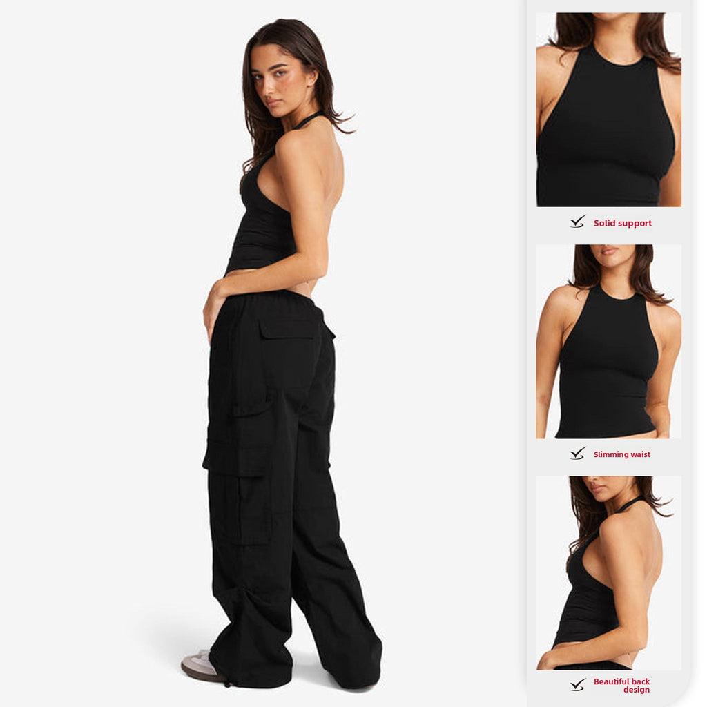 Removable neck-wrap yoga suit