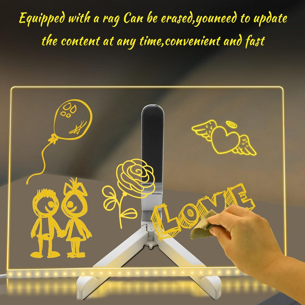 LED Note Board with Colors, Acrylic Dry Erase Board with 7 Pens for Home Office