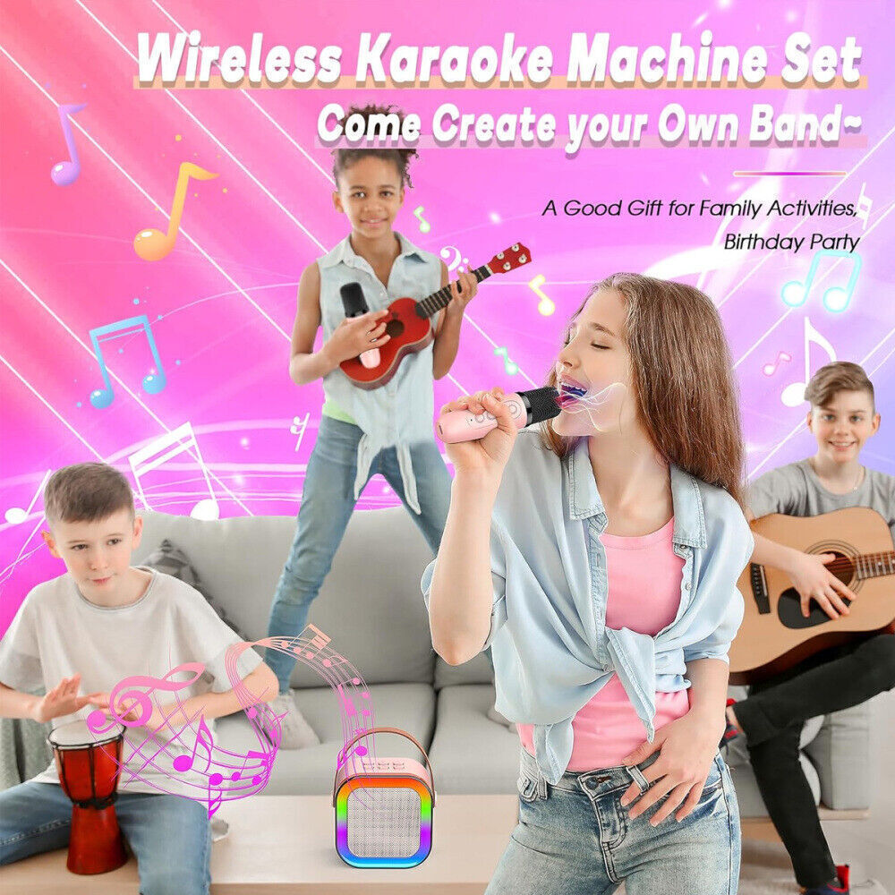 Mini Karaoke Machine Kids with 2 Microphone