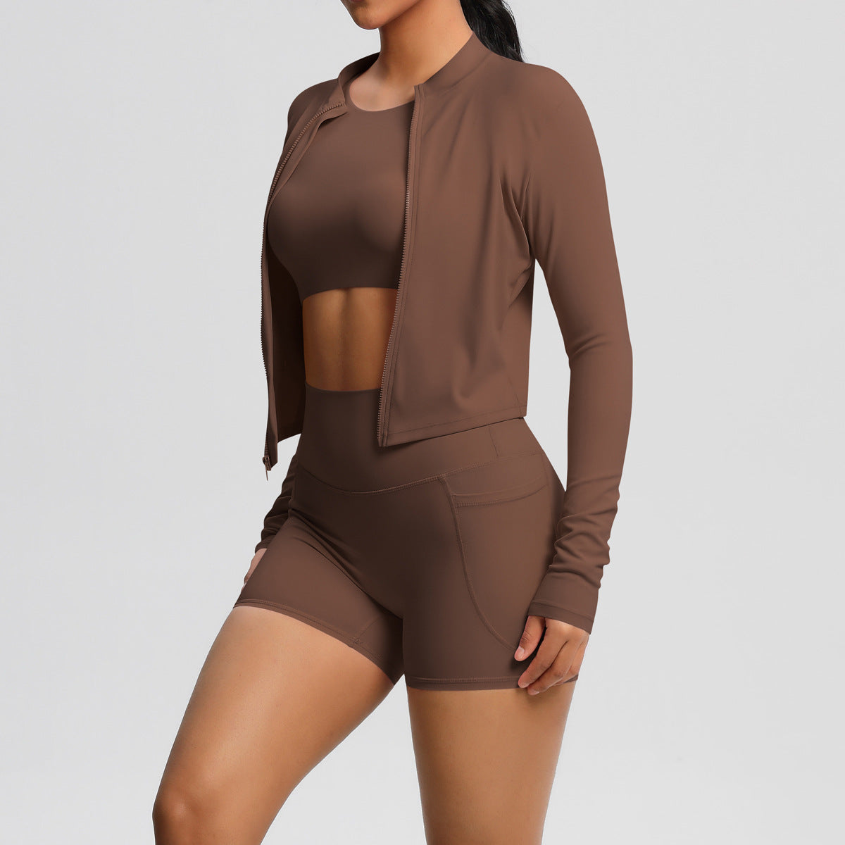 A three-piece yoga fitness suit for women