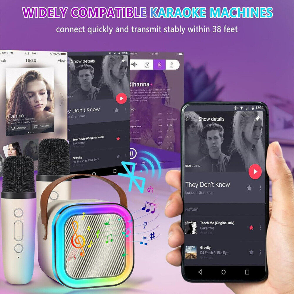 Mini Karaoke Machine Kids with 2 Microphone