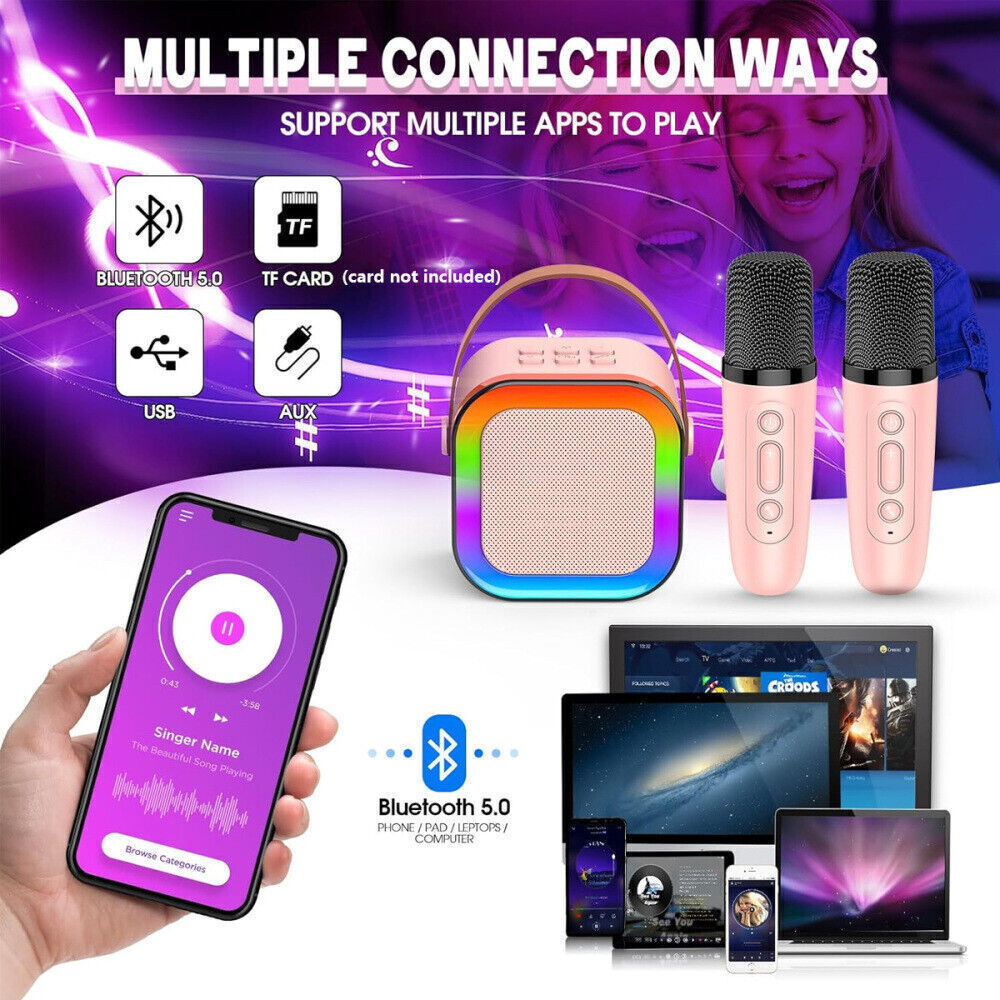 Mini Karaoke Machine Kids with 2 Microphone