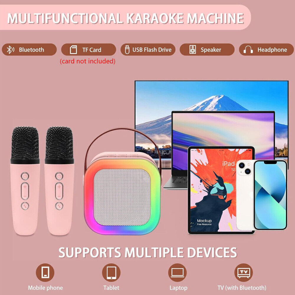 Mini Karaoke Machine Kids with 2 Microphone