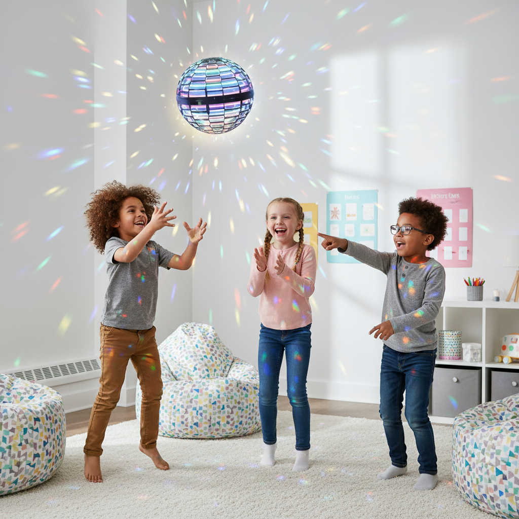 Kids Playing with Holographic Disco Ball