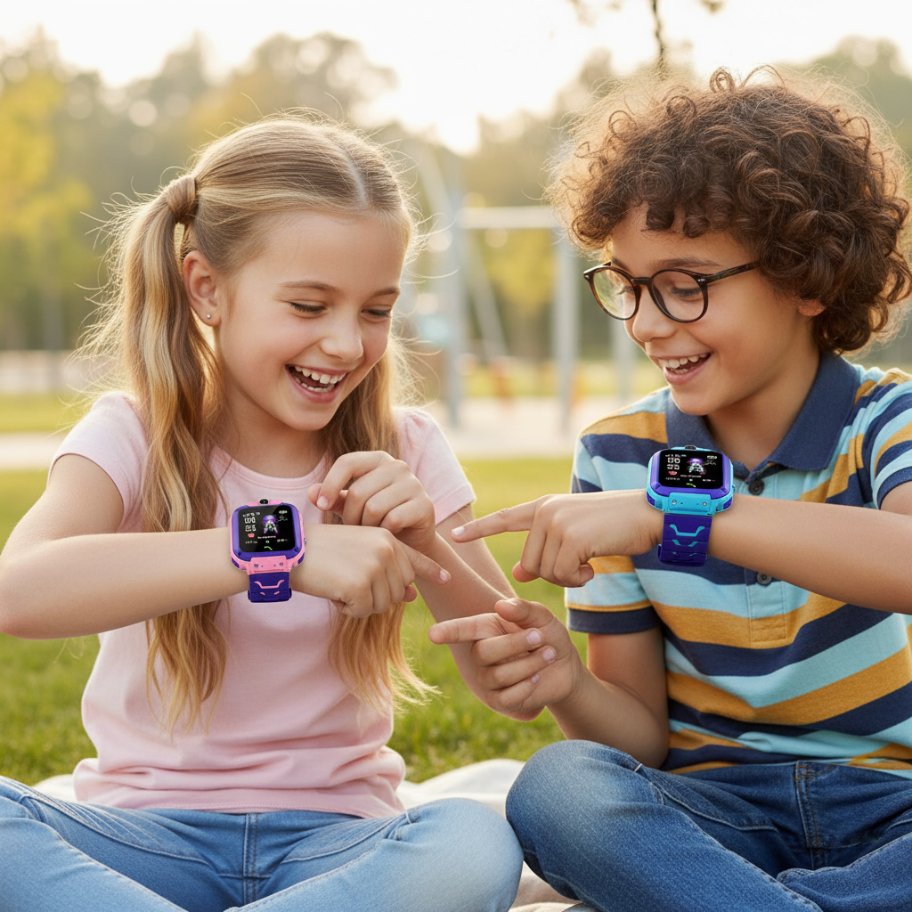 Kids Wearing Colorful Smartwatches